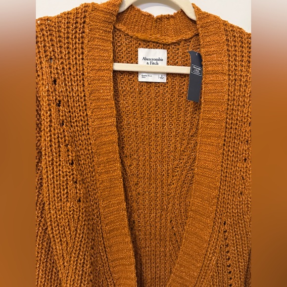 NEW Abercrombie & Fitch Women’s Open Front Knit Cardigan Caramel Brown Size S - Picture 2 of 11